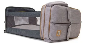 GREY BACKPACK TRAVEL COT NIGHT SLEEP BAG BRITISH MADE UK NEW - Picture 1 of 5