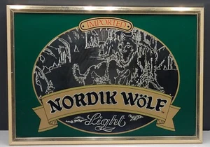HTF Vintage Nordik Wolf Light Imported Beer Advertisement Mirror Sign Wall Decor - Picture 1 of 10