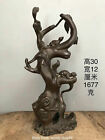 11.8" Rare Old China Qianlong Year Bronze Ware Squirrel Climb Tree Statue