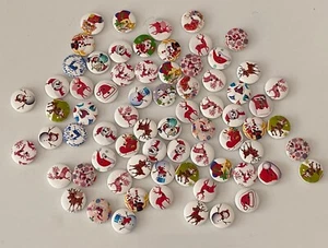 Bundle 71pcs Christmas theme sew on buttons 2 hole flat wood round button - Picture 1 of 5
