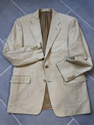 Chaqueta Abrigo Deportivo Vintage Hickey Freeman Mezcla Seda Amarillo Maíz Talla 40R DEFECTUOSA Foto 1 de 4