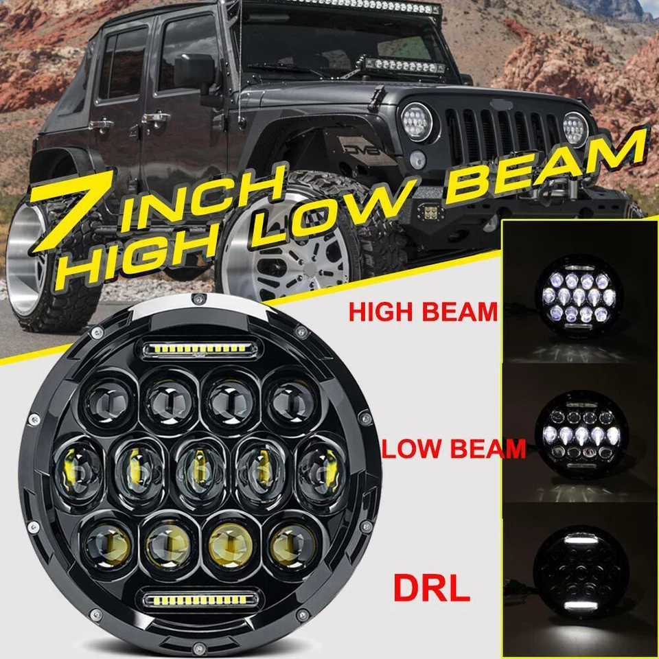 Universal 7 Inch Motorcycle Motorbike Black Headlight LED Front Light Headlamp - Image 1 of 4