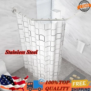 Barra de Cortina de Ducha Esquinera Ajustable Acero Inoxidable Forma Curvada Estante Baño - Imagen 1 de 15