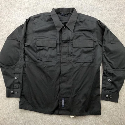 5.11 Tactical TDU Shirt Mens Medium Black Long Sleeve Button Front Elbow Pads - Image 1 of 4