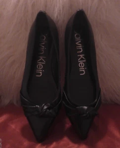 Calvin Klein Black Kendy Ballet flats pointed toe knot embellishment 8.5 - Picture 1 of 6