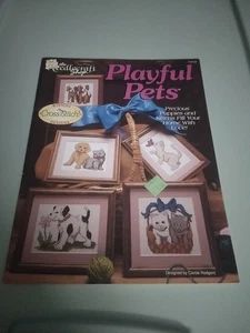 Playful Pets Counted Cross Stitch Pattern Booklet 5 Designs Kittens Puppies - Picture 1 of 5