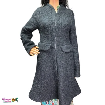 Abrigo Lilith Negro Talla S Lana Mohair Columpio Mujer Botón Frontal Chaqueta Foto 1 de 4