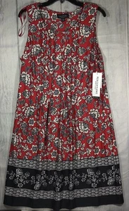 Floral Dress - Tank - Tea Length - Pleated XL Sleeveless Stretchy Perceptions NY - Picture 1 of 5