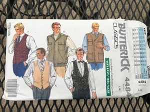 Vintage 1989 Butterick #4484 Mens Vest 4 Ways L-XL only A is cut Complete EUC  - Picture 1 of 12