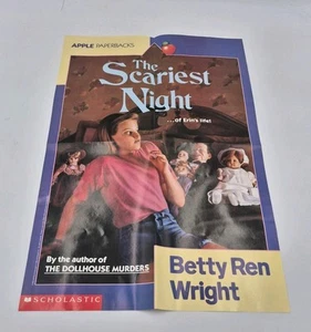 Vintage Scholastic Poster The Scariest Night Book 15X22 Betty Ren Wright - Picture 1 of 10