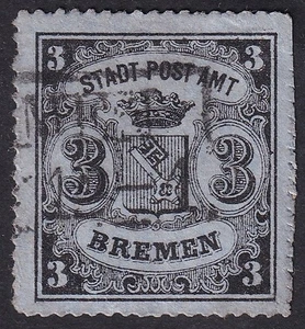 Bremen 3 talla negro/azul Mi.Nr. 6 x Certificado Sellado BPP Mi.Valor 900€ (668) - Imagen 1 de 3