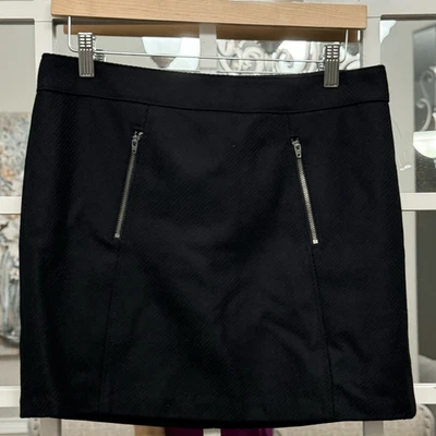 NWOT Gap Wool Blend Straight Mini Skirt Zip Pockets Lined Women 6 Petite Black - Image 1 of 4
