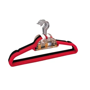 Kleiderbügel Geflockt, Rutschfest, Samtoptik, Krawattenhalter 10er Set - Bild 1 von 4