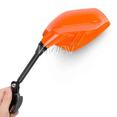 moto rétroviseurs adjustable FIN style orange + noir base pour sportbike ε - Photo 1/4