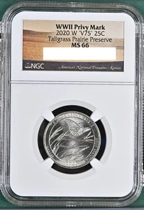 2020 W Tallgrass Prairie KS Quarter 25c NGC MS 66 Privy Mark V75 - Tallgrass - Picture 1 of 2
