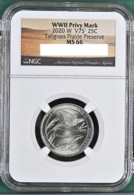 2020 W Tallgrass Prairie KS Quarter 25c NGC MS 66 Privy Mark V75 - Tallgrass - Image 1 of 2