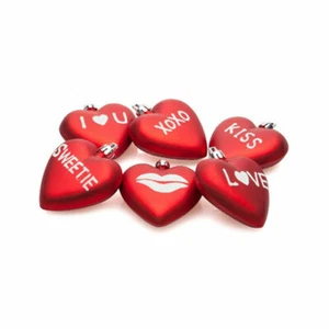 Valentine's Day Red Conversation Heart Ornament Favors Set of 6 (Free Ship) - Picture 1 of 2