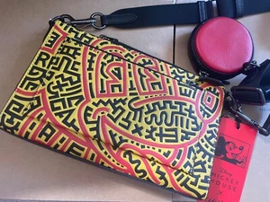 NWT Coach C6911 X Keith Haring Disney Mickey Mouse Holden Crossbody Bag W/ Coin - Picture 1 of 9
