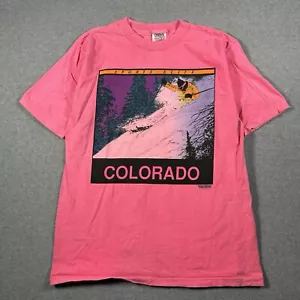 Camiseta Rosa Turística Destino de Esquí Colorado De Colección Talla Mediana Años 80’s 1989 - Imagen 1 de 8