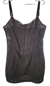 VTG Crownette Girdle Dress Boned 4X Plus Size Stretch Lace Pinup Black - Picture 1 of 11