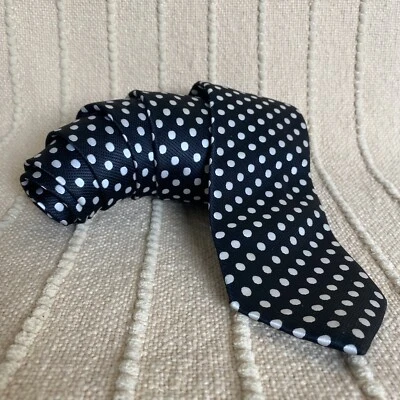 Corbata Para Hombres Negro Blanco Patrón de Lunares Choque Declaración Kitsch Retro Audaz Foto 1 de 4