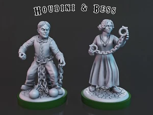 Houdini And Bess Sidekick miniatures for tabletop, boardgames, dioramas... - Picture 1 of 6