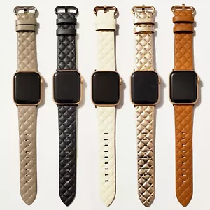 Leather Modern Style Band for Apple Watch Series 9, 8, 7, 6, 5, 4, 3, 2, 1, SE - Picture 1 of 13