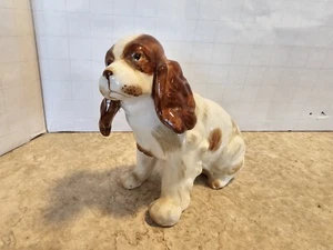 Vintage 50s Glazed Ceramic Cocker Springer Spaniel Dog Figurine Japan 5.5 x 6.5” - Picture 1 of 14
