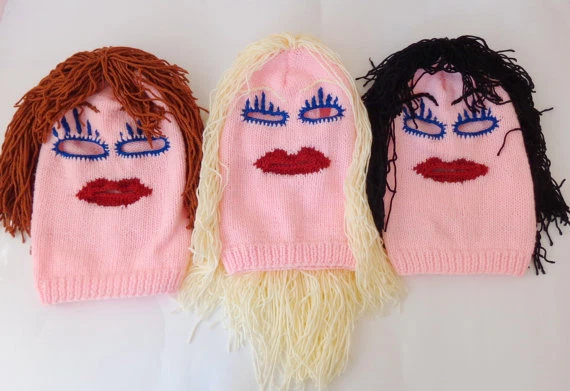 Monster Mask- Knit Pink Ski Balaclava Handmade 3 Hole Halloween /Cosplay Costume - Image 1 of 1