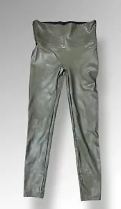 Spanx Women's Size XL Faux Leather Olive Green Leggings Pants Stretch Slimming - Picture 1 of 3