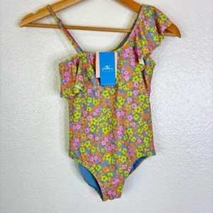 NWT O’NEILL Beatriz Ditsy Ruffle One-Shoulder One-Piece Swimsuit Girls Size 10 - Picture 1 of 11