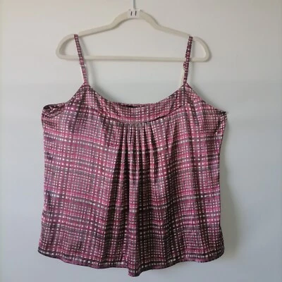 New York & Company Womens Pink Sleeveless Plaid Camisole Blouse Top Size XL - Image 1 of 4