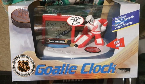 Detroit Red Wings Goalie Clock Vintage 1990s Cover