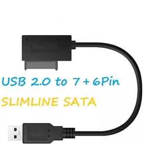 USB2.0 Slimline SATA 7+6 13pin Laptop CD DVD Rom Optisches Laufwerk Adapterkabel - Bild 1 von 6