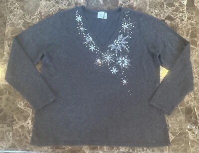 Suéter Jill Cuentas Bordadas Tejido Y2K Cuello en V Grunge Top Talla XL 00s Kawaii Foto 1 de 4