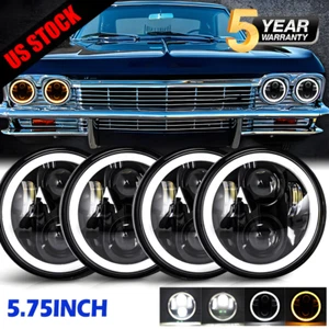 4pcs 5-3/4" LED Headlight Halo DRL Hi/Lo Beam FIts For Chevy Chevelle Impala GMC - Picture 1 of 10