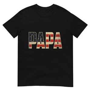 Papa Bold Patriotic American Flag Father’s Day Papa T-Shirt - Picture 1 of 17