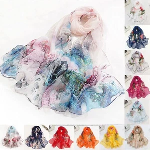 Women Lightweight Floral Pattern Scarf Shawl Fashion Scarves Sunscreen Shawls - Picture 1 of 59