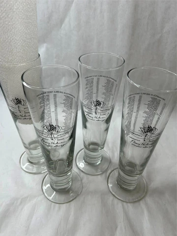 4)  INDIANAPOLIS MOTOR SPEEDWAY  PILSNER GLASSES   WINNER LIST 1911-1993 VGC Cover