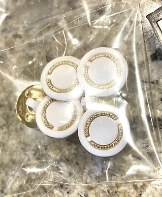 6 X White & Gold Round Vintage Shank - 15mm Buttons - Image 1 of 3