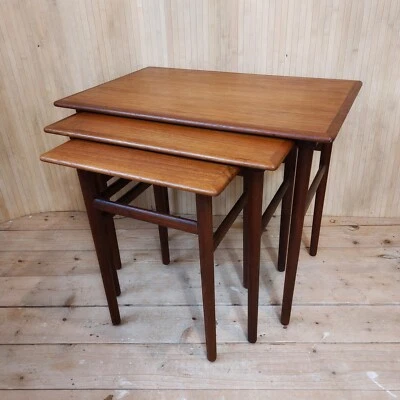 Fab Vintage MCM 1960s Danish Made in Denmark Dyrlund Set of 3 Nesting Tables - Image 1 of 4