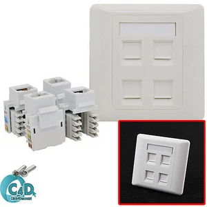 RJ45 Network LAN Cat6 4 Ports Abdeckplatte Single Gang Wandbuchse & Keystone Buchsen - Bild 1 von 2