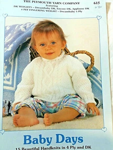 Plymouth 615 BABY DAYS knit 20pg booklet 15 designs 4ply & DK UK - Picture 1 of 12