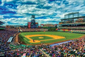 Coors Field Printed on Canvas, Denver skyline, Coors Field Print Colorado Rocki - Picture 1 of 5