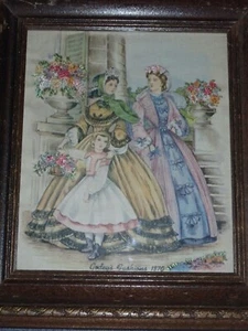 French Fashion Advertising Shadowbox Print on Fabric Godey Ladies Embelished - Picture 1 of 9