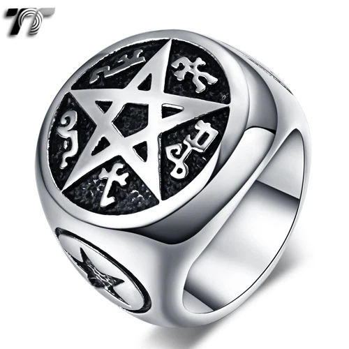 TT 316L Stainless Steel Pentacle/Inverted Pentagram Ring Size 7-15 (RZ134) NEW - Image 1 of 1