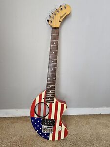 Fernandes ZO-3 American Flag Travel Sized Electric Guitar w/ Built In Amp & Bag
