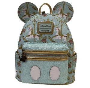 Mini zaino nuovo con etichette Disney Parks Loungefly Carousel Topolino attrazione principale - Foto 1 di 6