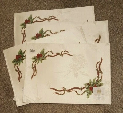 Vintage NWT 2006 JC Penney "Holly Boughs" Set of 4 Placemats Christmas - Image 1 of 4