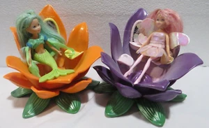 Barbie Fairytopia Petal Pixies Mermaid Fairy Mini Dolls & 2 Flower Vanity lot - Picture 1 of 11